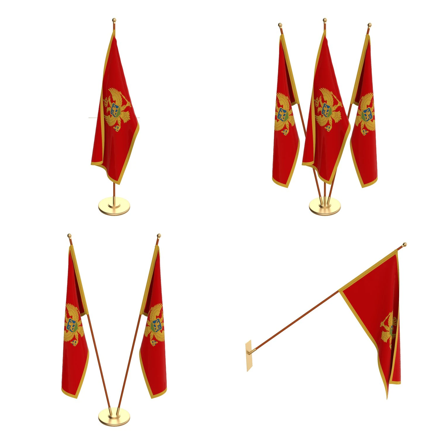 montenegro flag pack 3D Model .c4d .max .obj .3ds .fbx .stl .blend 