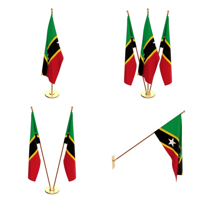 saint kitts and nevis flag pack Modelo 3D .c4d .max .obj .3ds .fbx .stl .blend 