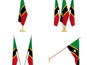 Pacchetto bandiere di Saint Kitts e Nevis Modello 3D