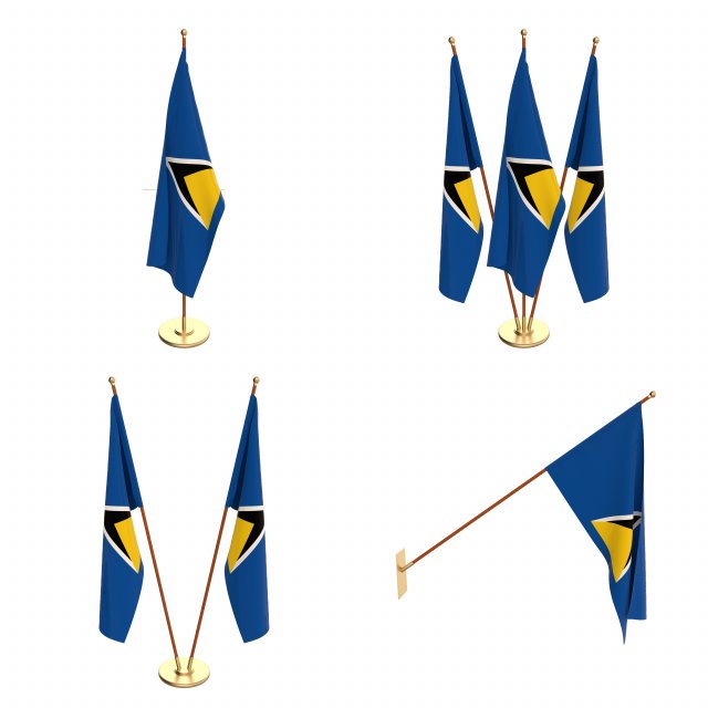 saint lucia flag pack Modelo 3D .c4d .max .obj .3ds .fbx .stl .blend 