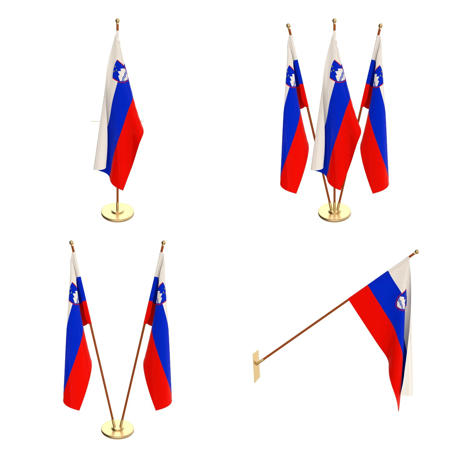 slovenia flag pack 3D Model .c4d .max .obj .3ds .fbx .stl .blend 