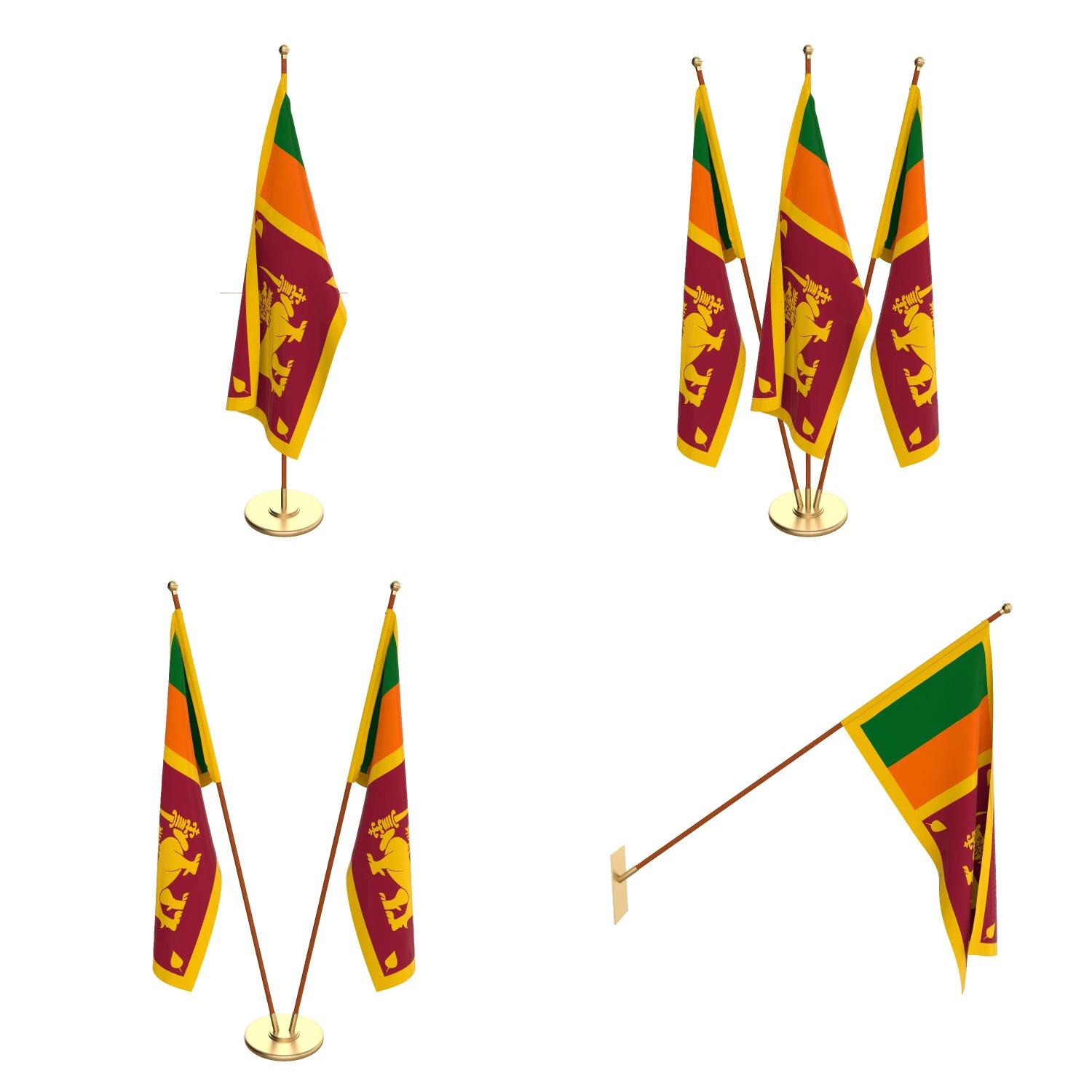 sir lanka flag pack 3D Model .c4d .max .obj .3ds .fbx .stl .blend 