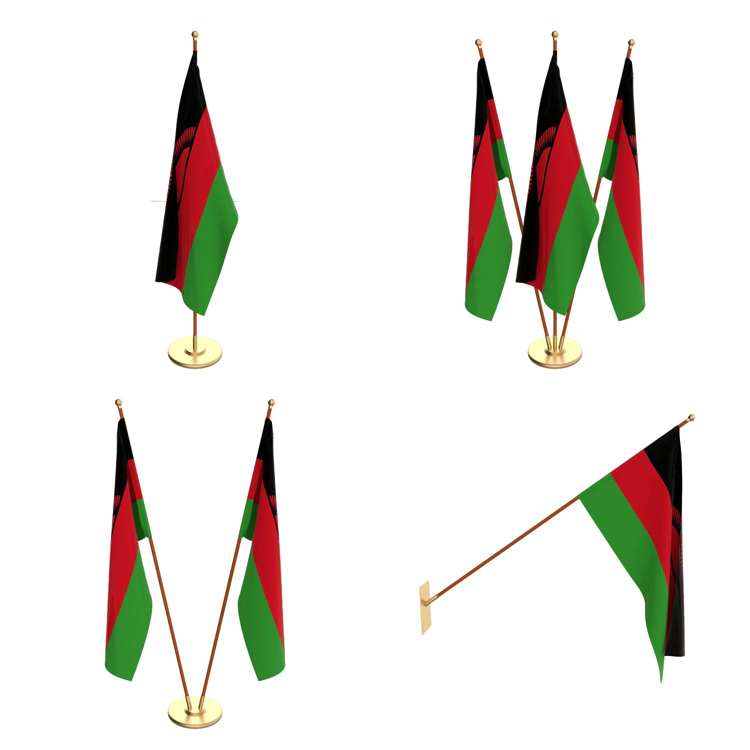 malawi flag pack 3D Model .c4d .max .obj .3ds .fbx .stl .blend