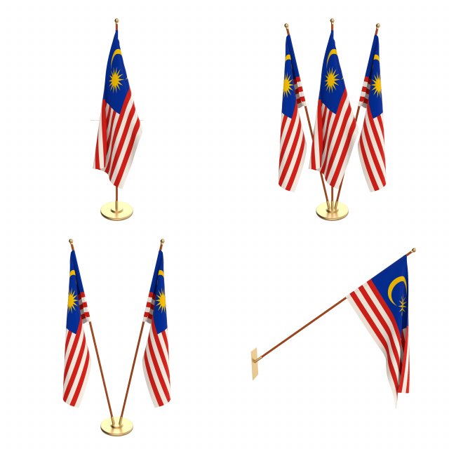 malaysia flag pack 3D 模型 .c4d .max .obj .3ds .fbx .stl .blend 