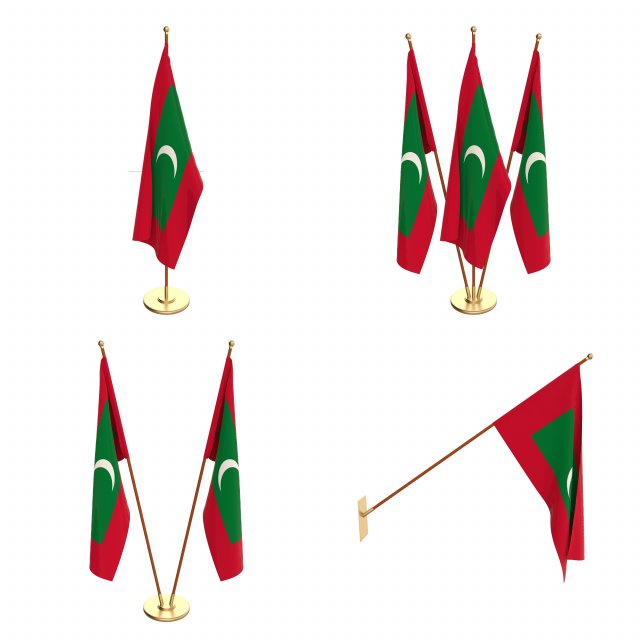 maldives flag pack 3D Model .c4d .max .obj .3ds .fbx .stl .blend 