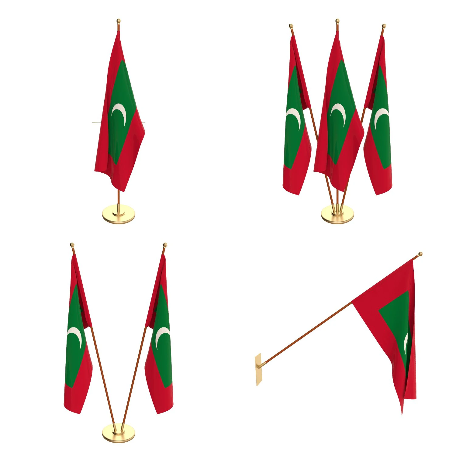 maldives flag pack 3D Model .c4d .max .obj .3ds .fbx .stl .blend