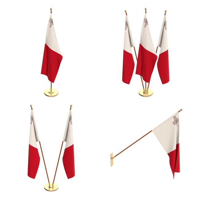 malta flag pack 3D Model .c4d .max .obj .3ds .fbx .stl .blend 