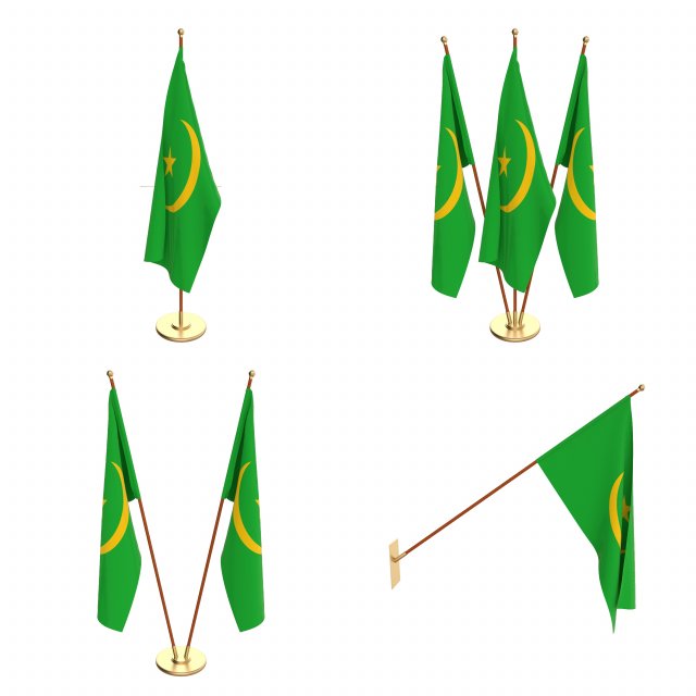 mauritania flag pack 3D Model .c4d .max .obj .3ds .fbx .stl .blend 