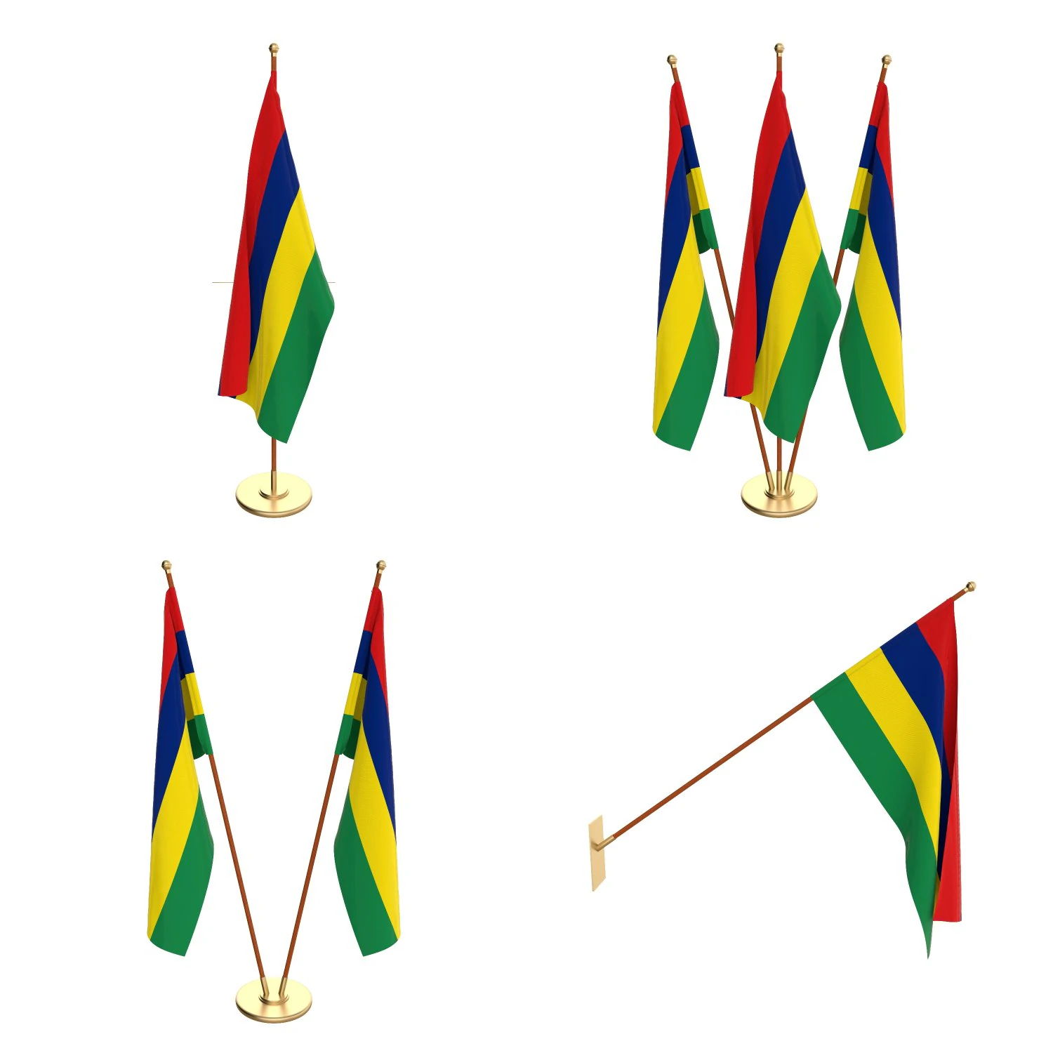 mauritius flag pack 3D Model .c4d .max .obj .3ds .fbx .stl .blend 