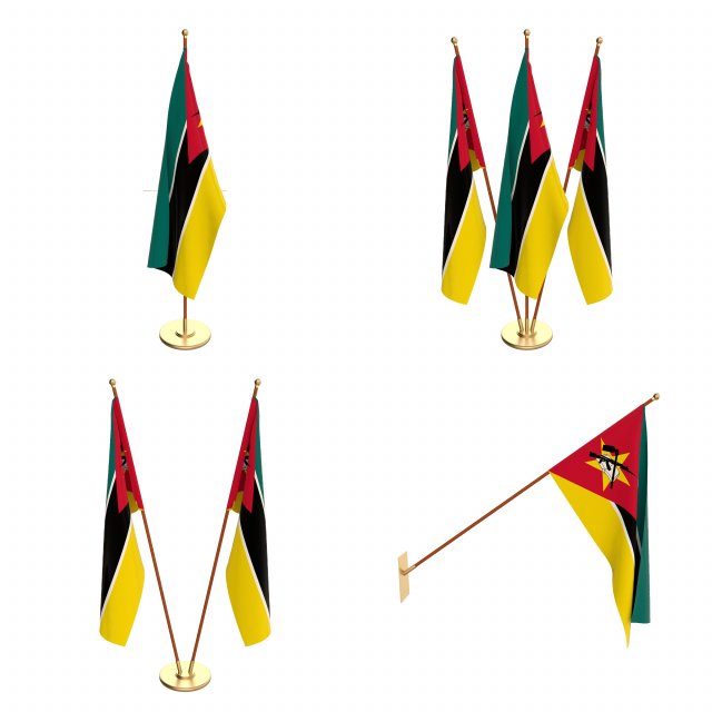 mozambique flag pack 3D Model .c4d .max .obj .3ds .fbx .stl .blend 