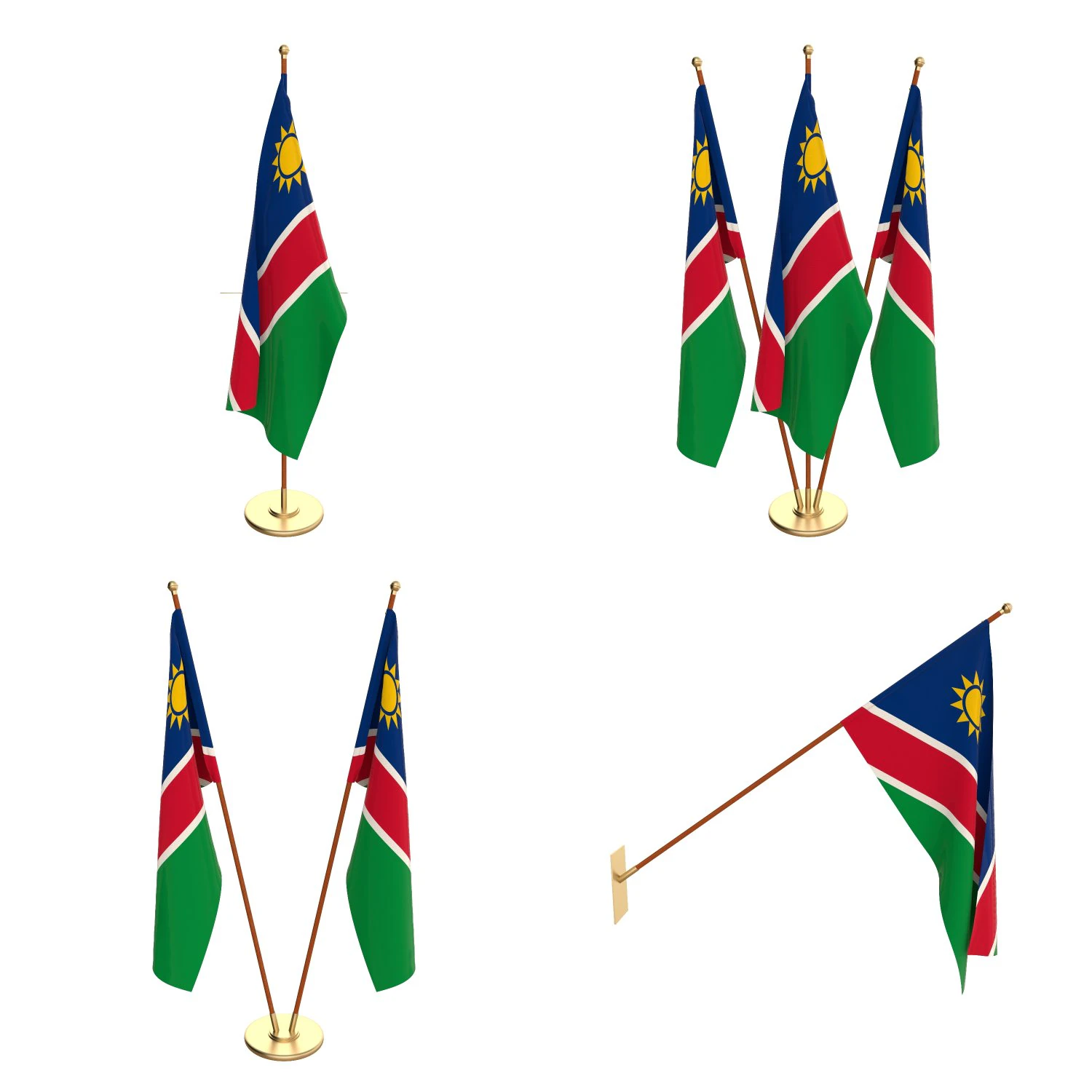 namibia flag pack 3D Model .c4d .max .obj .3ds .fbx .stl .blend 