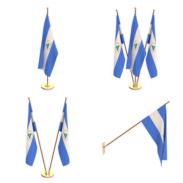 nicaragua flag pack 3D Model .c4d .max .obj .3ds .fbx .stl .blend 