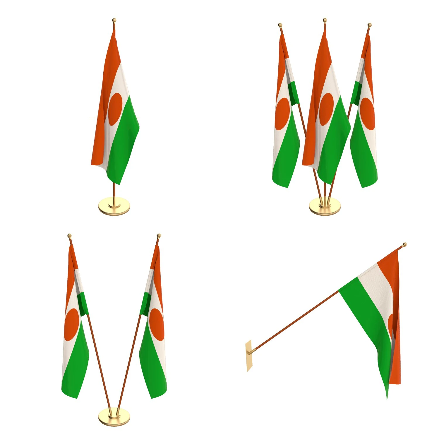 niger flag pack 3D Model .c4d .max .obj .3ds .fbx .stl .blend 