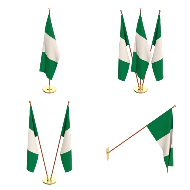nigeria flag pack 3D-Modell .c4d .max .obj .3ds .fbx .stl .blend 