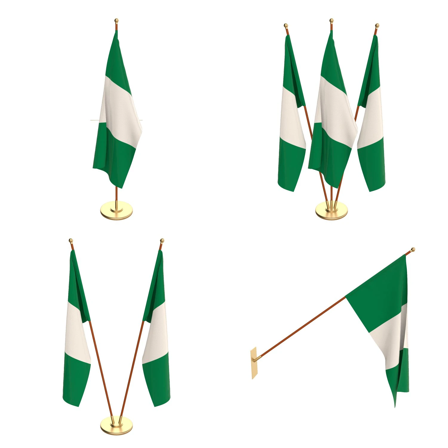 nigeria flag pack 3D Model .c4d .max .obj .3ds .fbx .stl .blend 