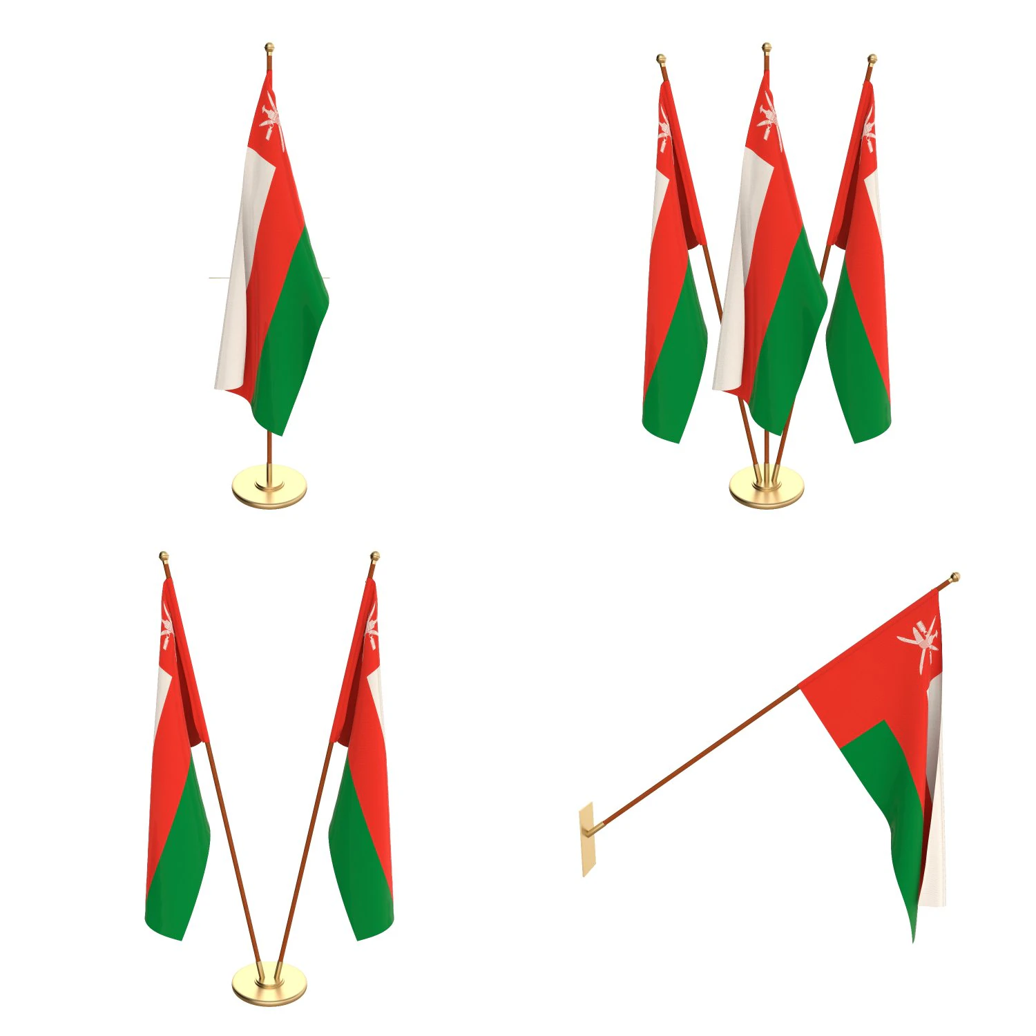 oman flag pack 3D Model .c4d .max .obj .3ds .fbx .stl .blend 