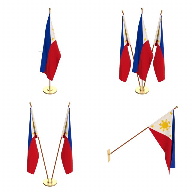 philippines flag pack 3D Model .c4d .max .obj .3ds .fbx .stl .blend 