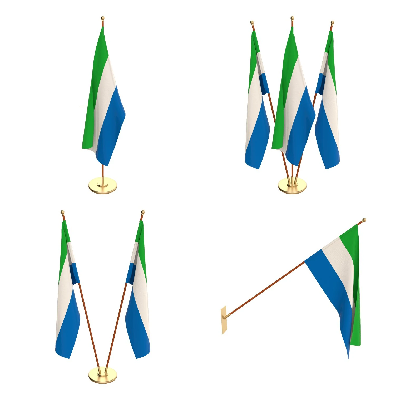 sierra leone flag pack 3D Model .c4d .max .obj .3ds .fbx .stl .blend 
