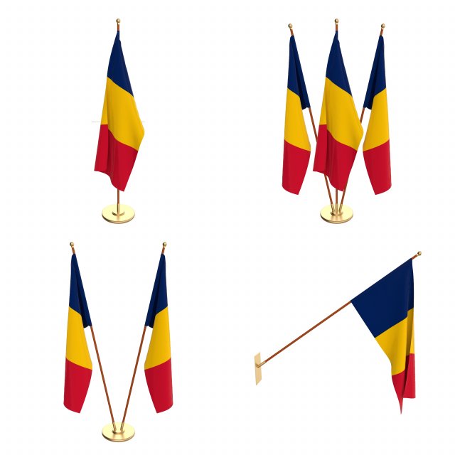 chad flag pack 3Dモデル .c4d .max .obj .3ds .fbx .stl .blend 