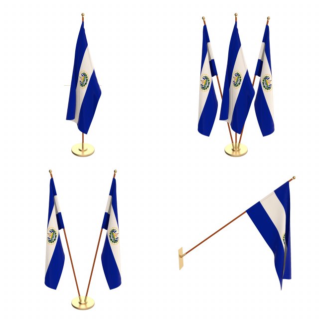 el salvador flag pack 3D 모델 .c4d .max .obj .3ds .fbx .stl .blend 