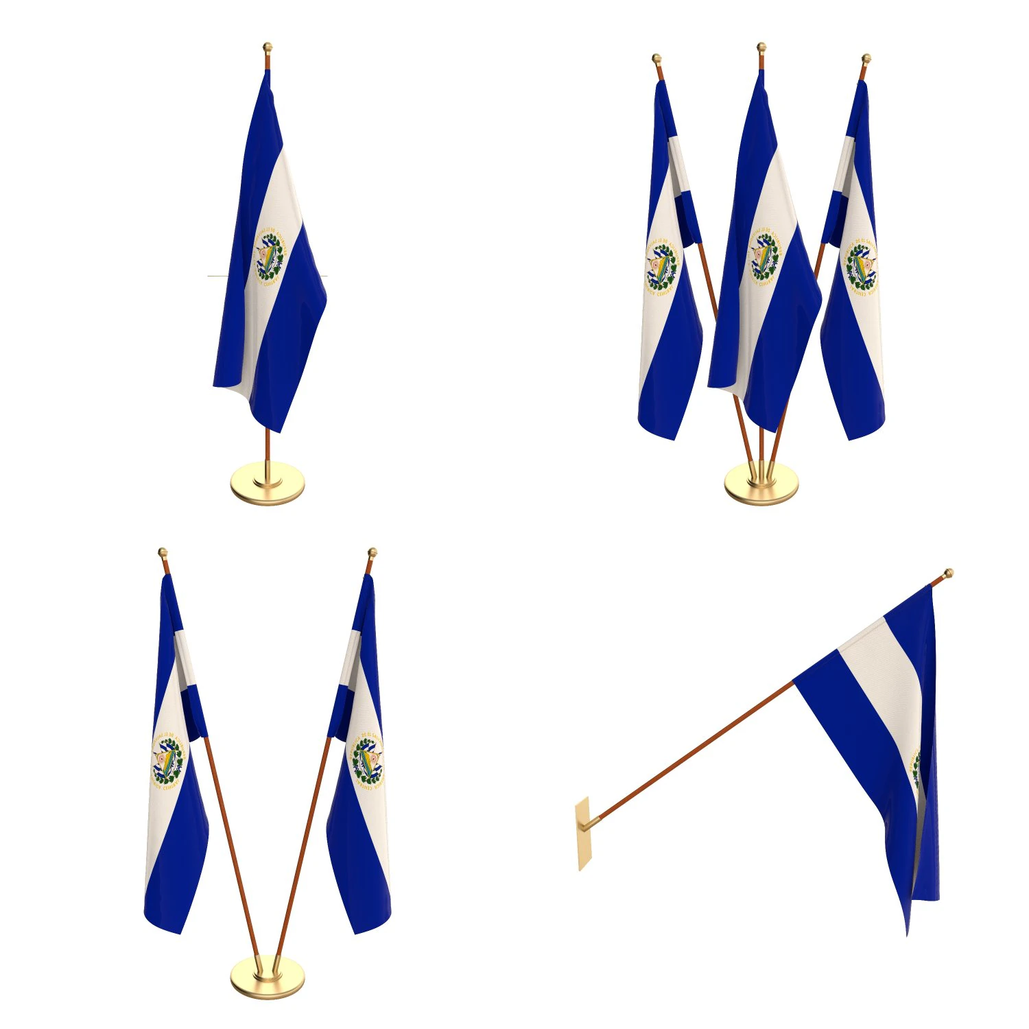 el salvador flag pack 3D Model .c4d .max .obj .3ds .fbx .stl .blend 