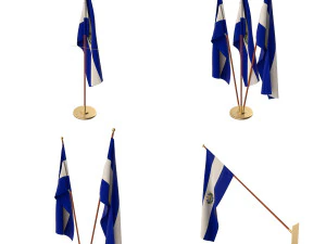 el salvador flag pack 3D Model
