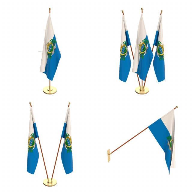 san marino flag pack 3D Модель .c4d .max .obj .3ds .fbx .stl .blend 
