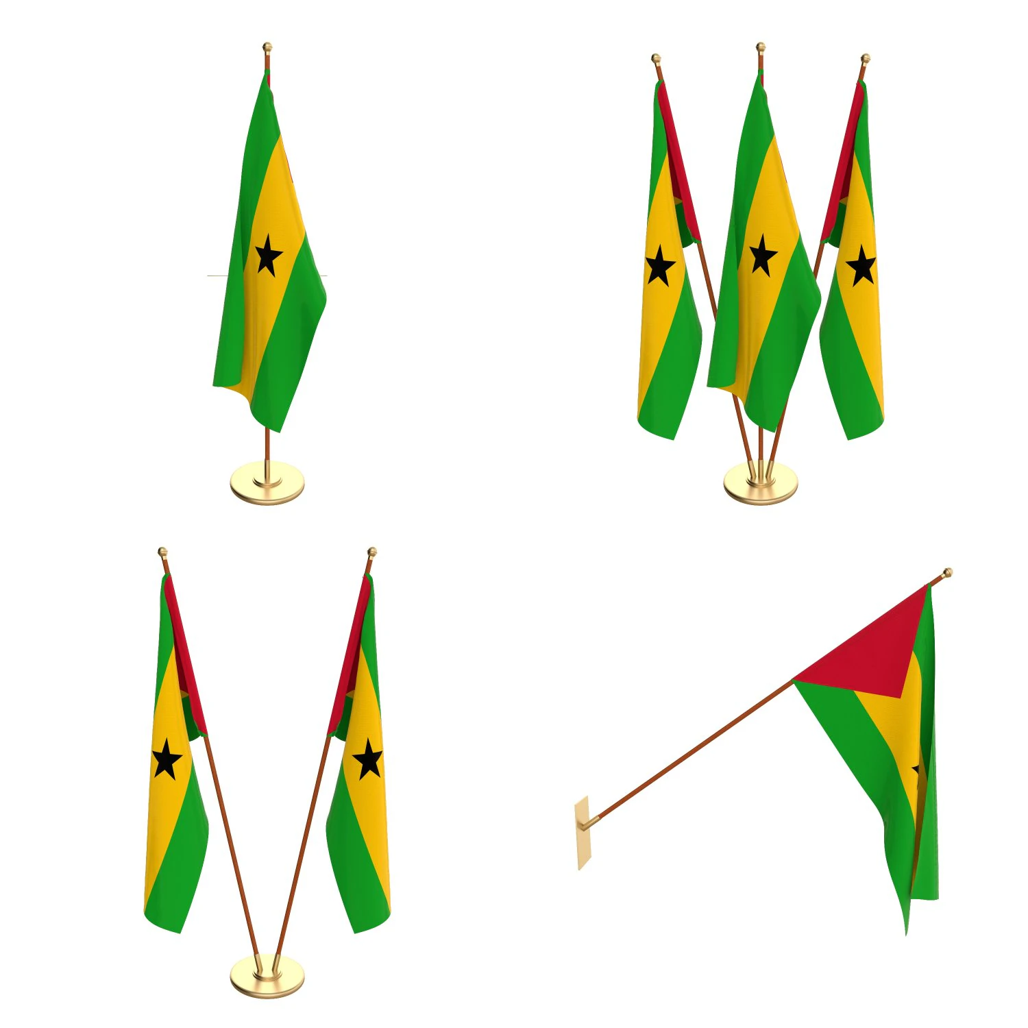 sao tome and principe flag pack 3D Model .c4d .max .obj .3ds .fbx .stl .blend 