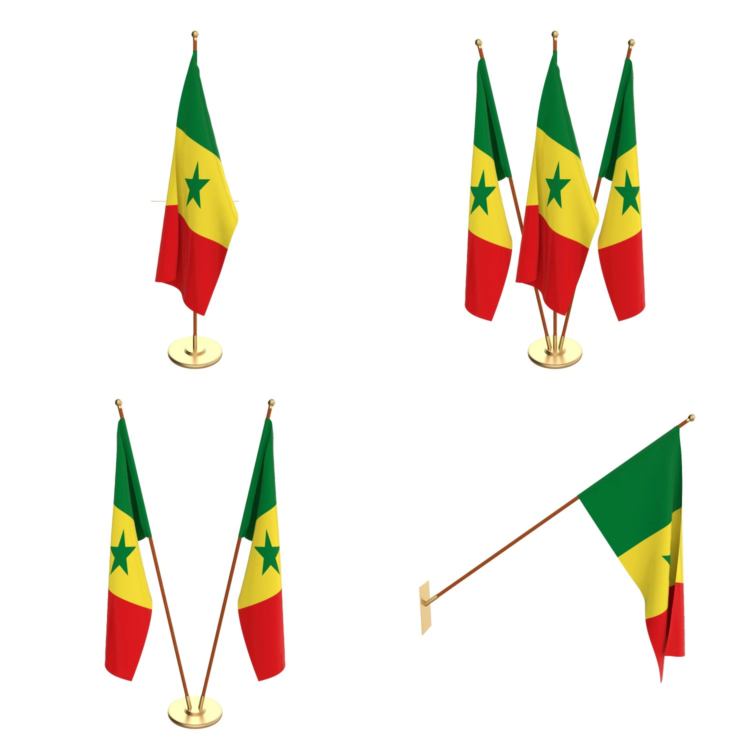 senegal flag pack 3D Model .c4d .max .obj .3ds .fbx .stl .blend 