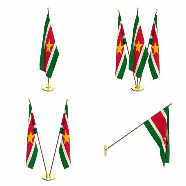 suriname flag pack 3D Model .c4d .max .obj .3ds .fbx .stl .blend 