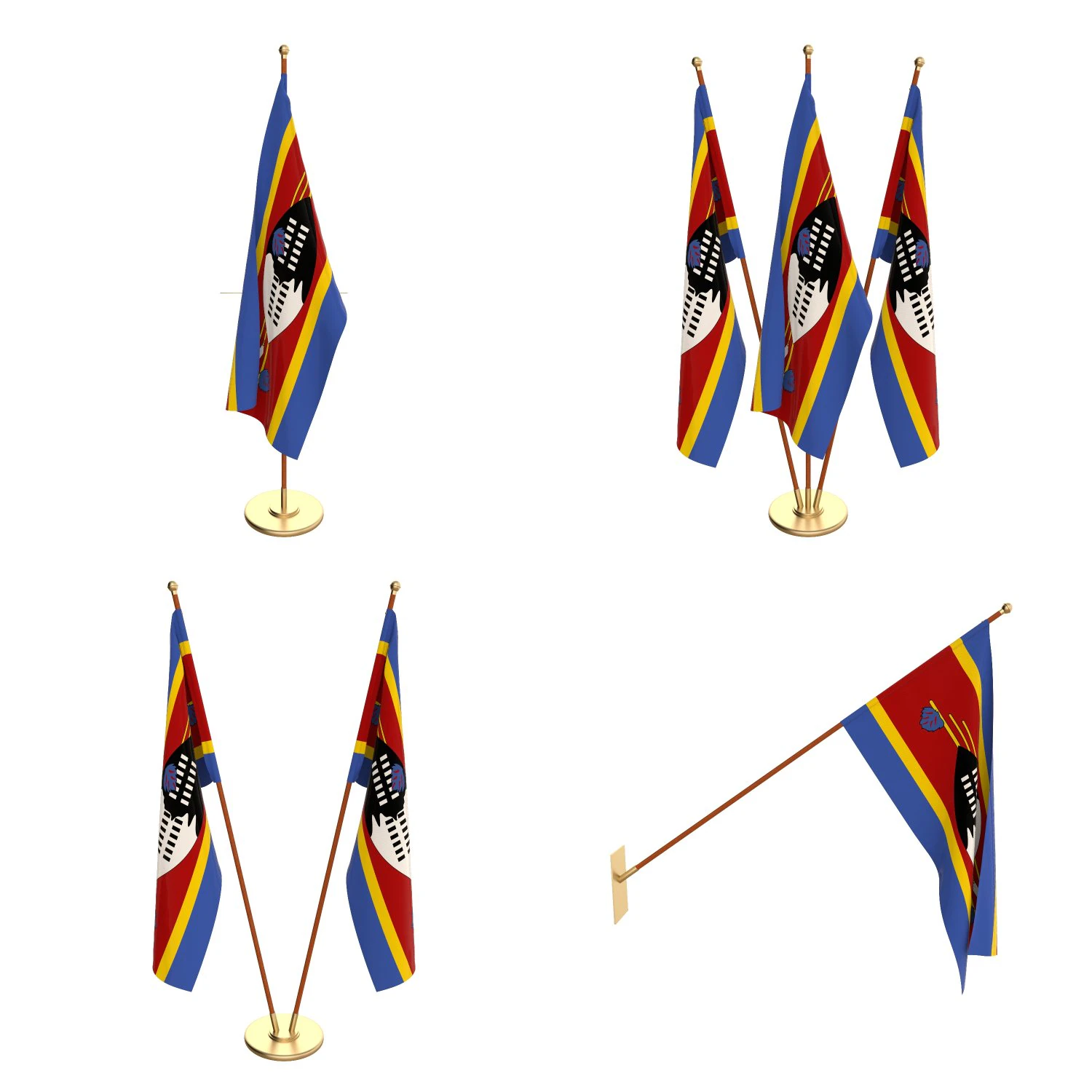 swaziland flag pack 3D Model .c4d .max .obj .3ds .fbx .stl .blend