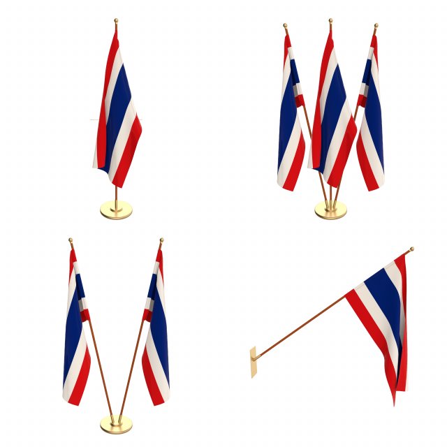 thailand flag pack 3D 모델 .c4d .max .obj .3ds .fbx .stl .blend 