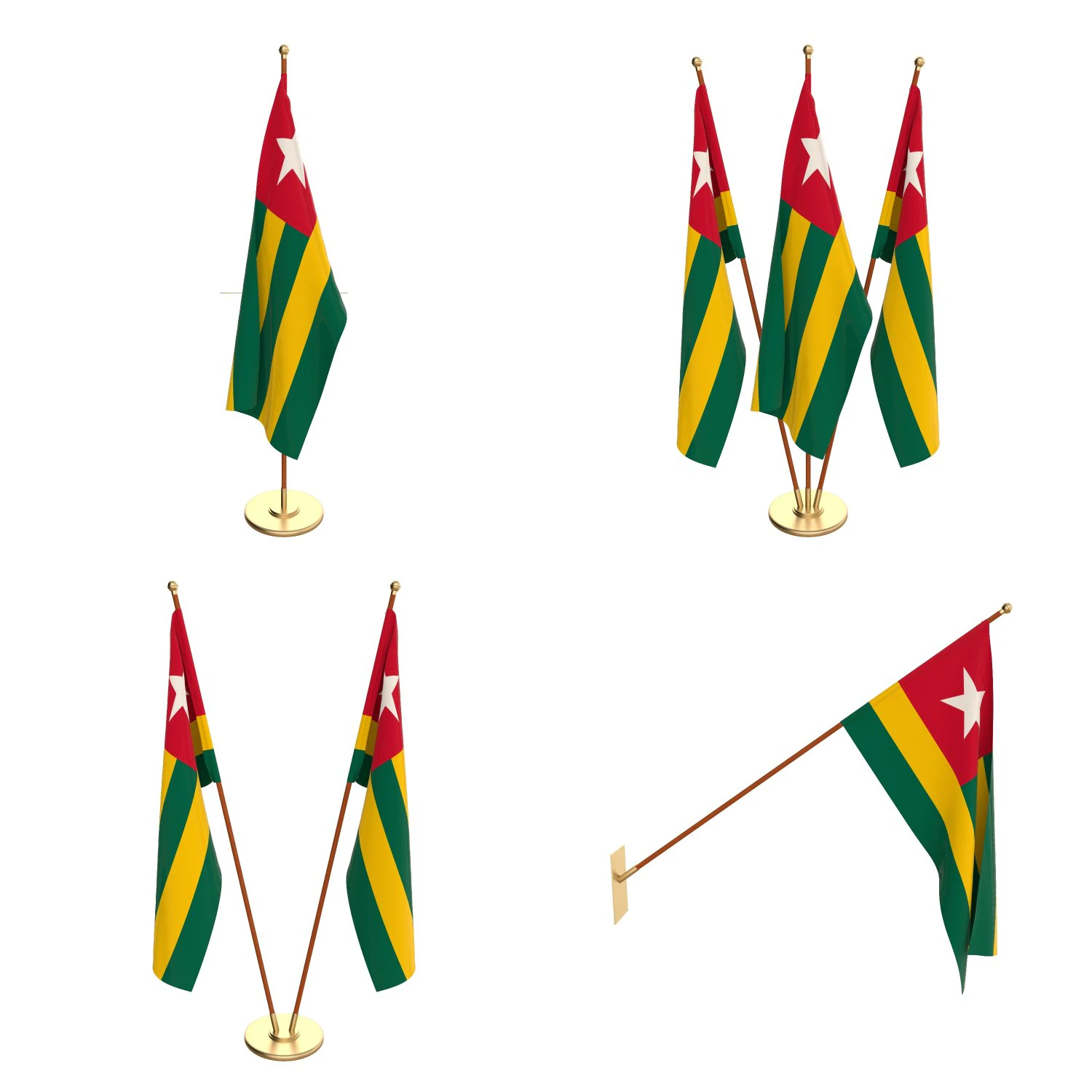paquete de bandera de togo Modelo 3D .c4d .max .obj .3ds .fbx .stl .blend 