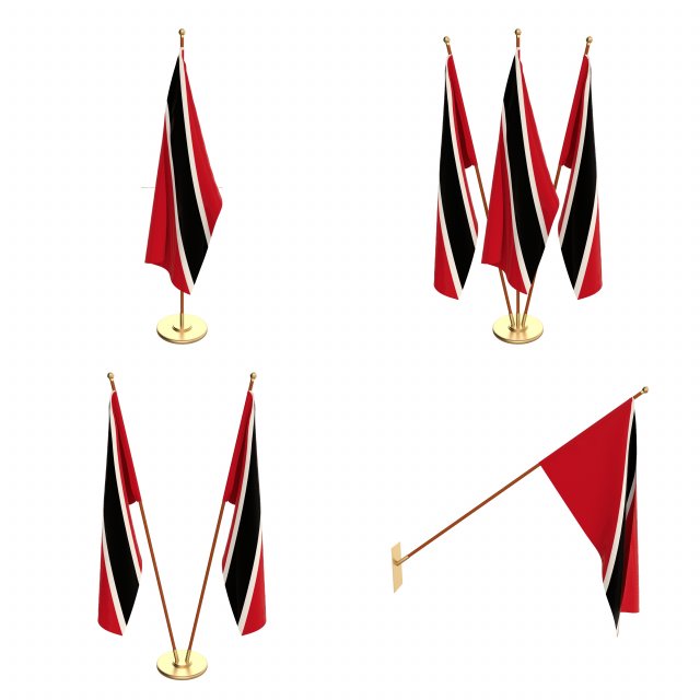 trinidad and tobago flag pack 3D Model .c4d .max .obj .3ds .fbx .stl .blend 