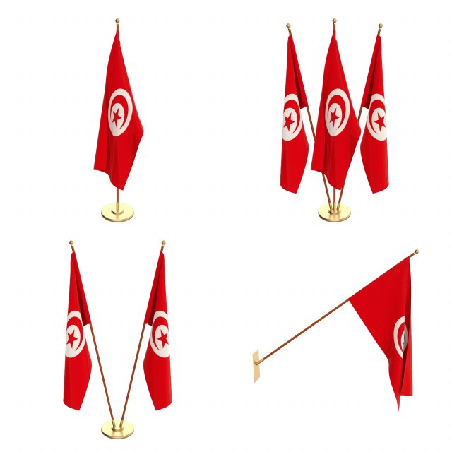 tunisia flag pack Model 3D .c4d .max .obj .3ds .fbx .stl .blend 