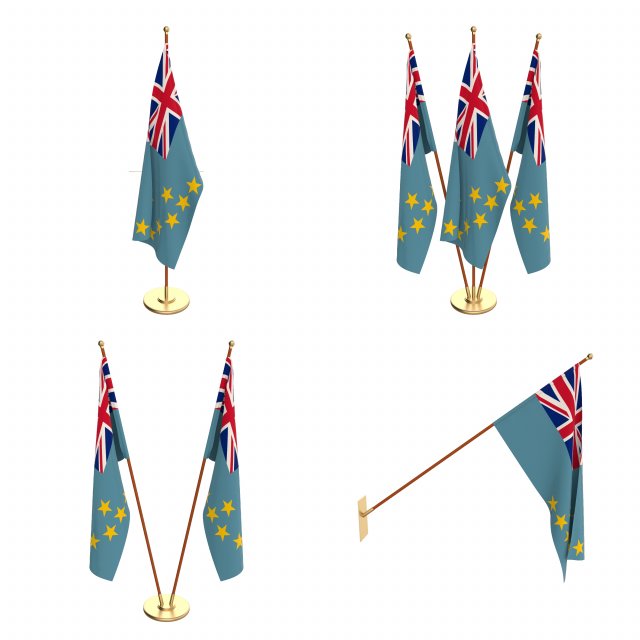 tuvalu flag pack 3D Model .c4d .max .obj .3ds .fbx .stl .blend 