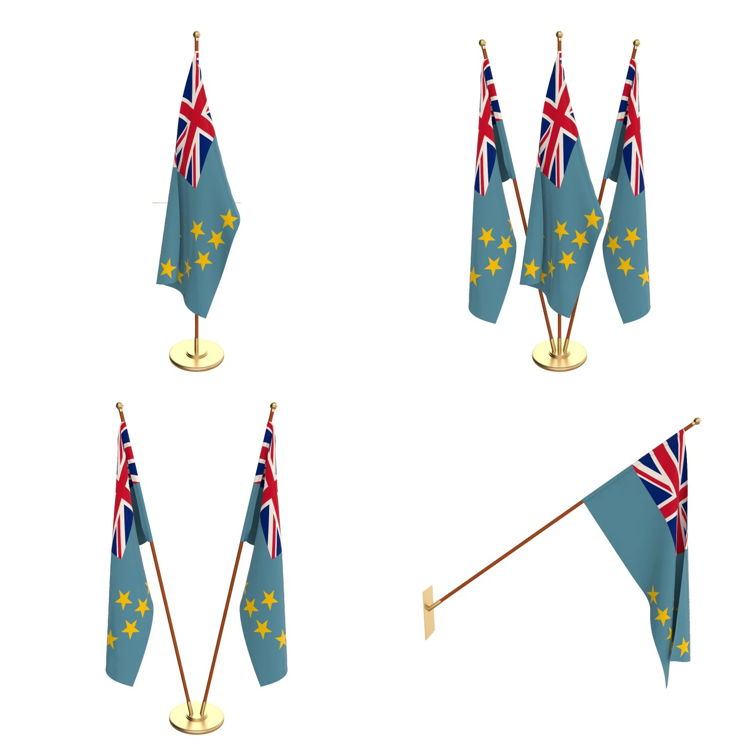 tuvalu flag pack 3D Model .c4d .max .obj .3ds .fbx .stl .blend 