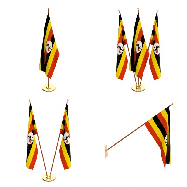 uganda flag pack Model 3D .c4d .max .obj .3ds .fbx .stl .blend