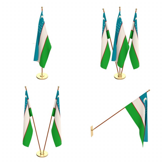 uzbekistan flag pack 3D 모델 .c4d .max .obj .3ds .fbx .stl .blend 