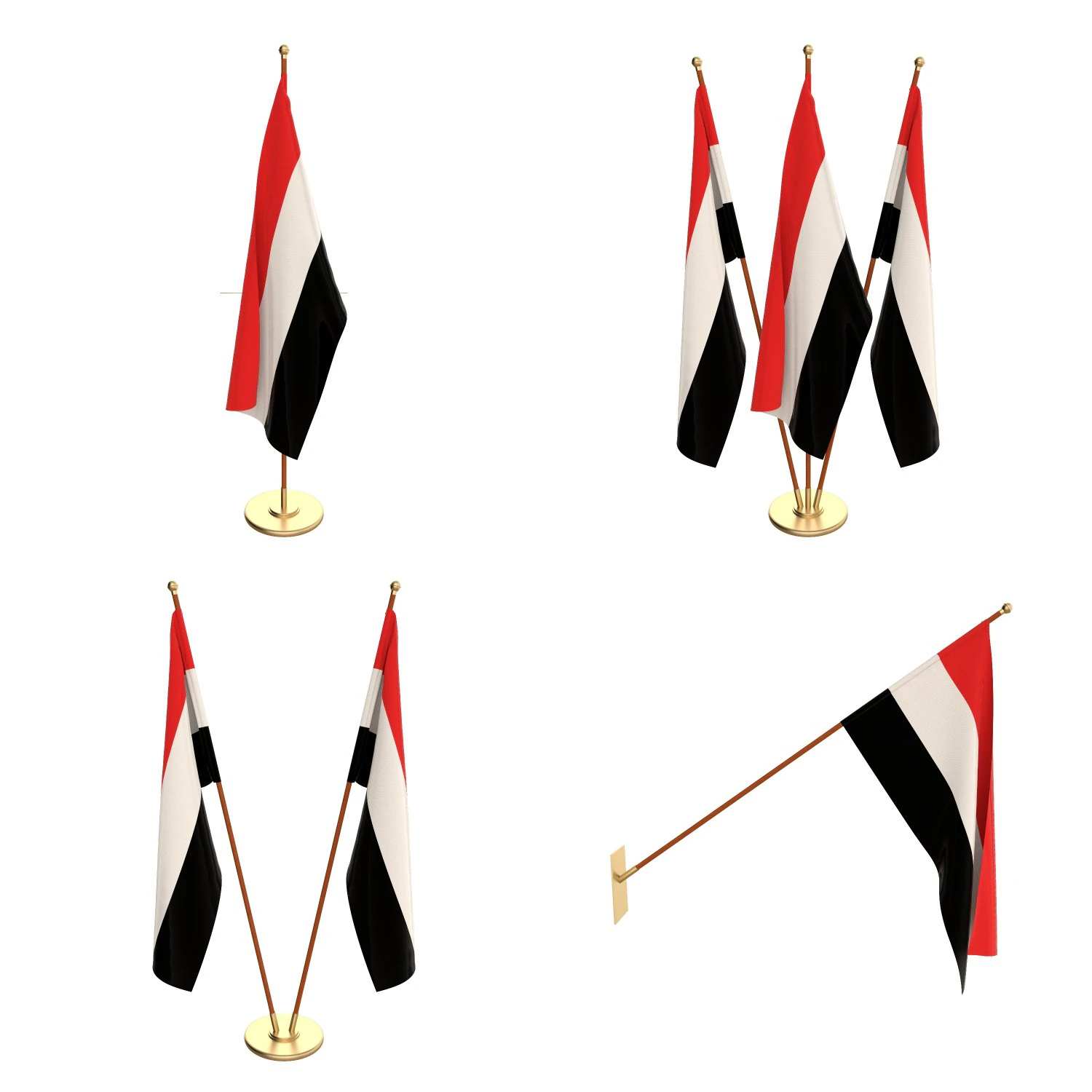 yemen flag pack 3D Model .c4d .max .obj .3ds .fbx .stl .blend 