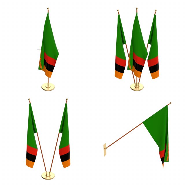 zambia flag pack Modelo 3D .c4d .max .obj .3ds .fbx .stl .blend 