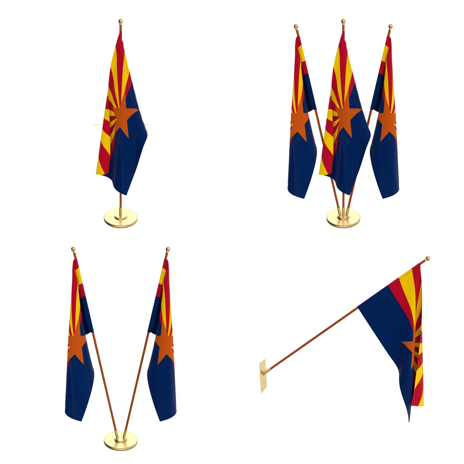 arizona flag pack 3D Model .c4d .max .obj .3ds .fbx .stl .blend 