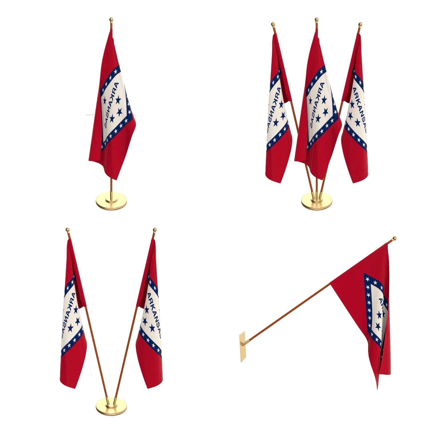 arkansas flag pack 3D Model .c4d .max .obj .3ds .fbx .stl .blend 