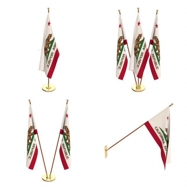 california flag pack 3D Модель .c4d .max .obj .3ds .fbx .stl .blend 