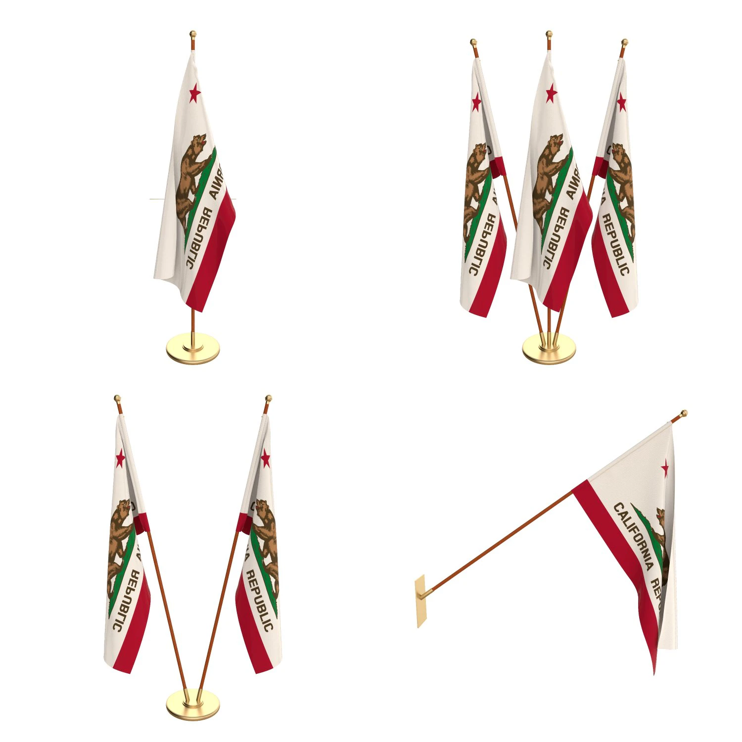 california flag pack 3D Model .c4d .max .obj .3ds .fbx .stl .blend