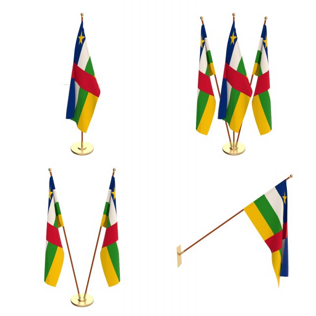 center african republic flag pack Model 3D .c4d .max .obj .3ds .fbx .stl .blend 