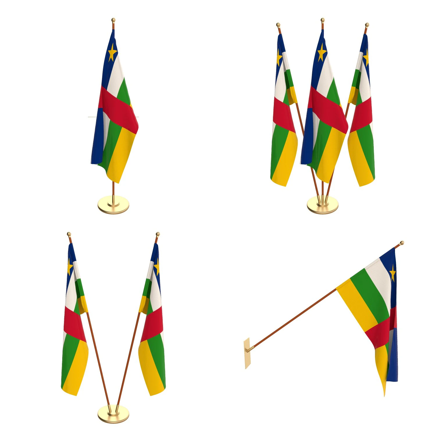 center african republic flag pack 3D Model .c4d .max .obj .3ds .fbx .stl .blend 