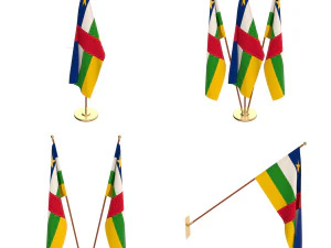 набір прапорів центральноафриканської республіки 3D Модель