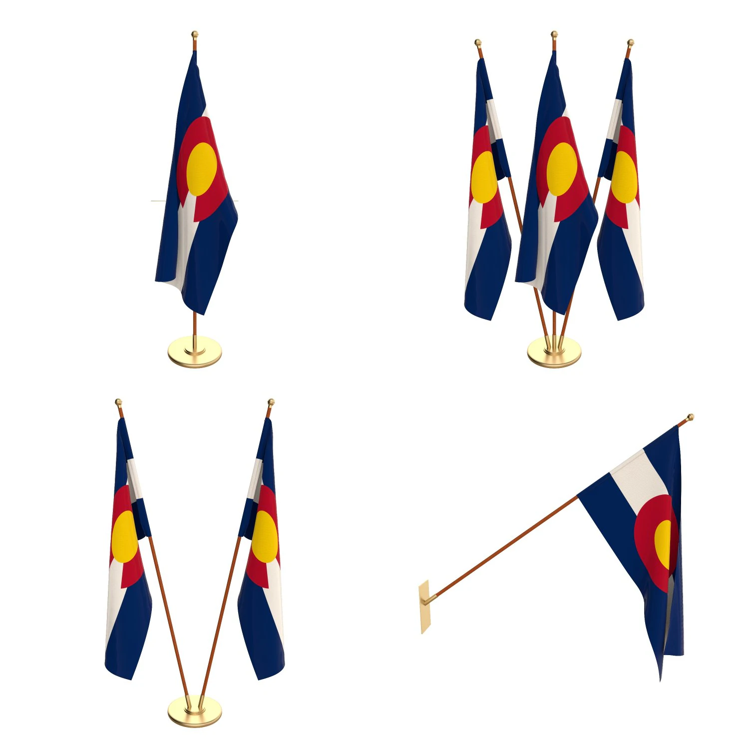 colorado flag pack 3D Model .c4d .max .obj .3ds .fbx .stl .blend 