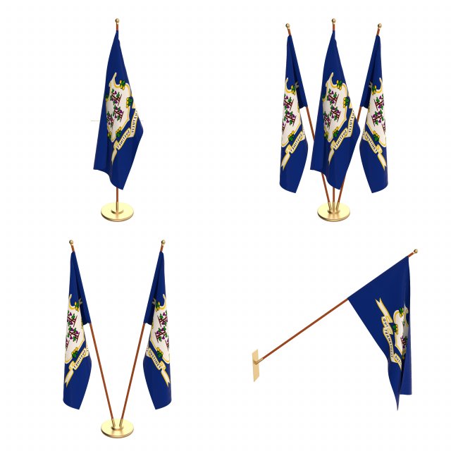 connecticut flag pack 3Dモデル .c4d .max .obj .3ds .fbx .stl .blend 